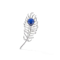 Pretty Peacock Feather Silver Brooch