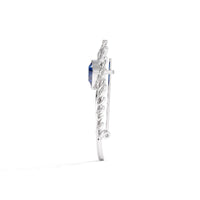 Pretty Peacock Feather Silver Brooch
