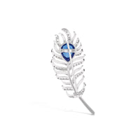 Pretty Peacock Feather Silver Brooch