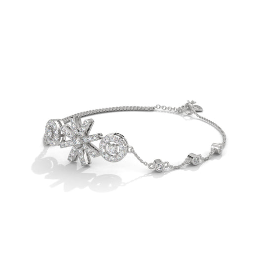 Snowflake Diamond Silver Bracelet