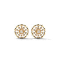 Floral-Toned Diamond Studded Classic Silver Earrings