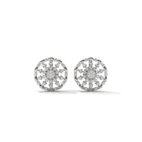 Floral-Toned Diamond Studded Classic Silver Earrings