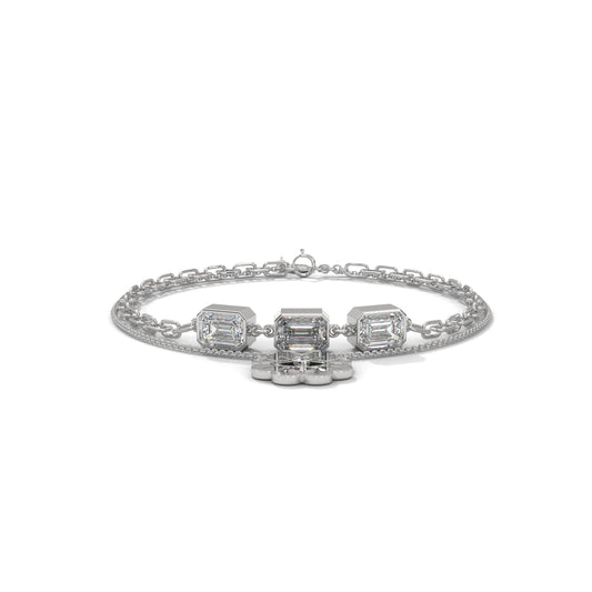 Charm With Daimond Silver Bracelet