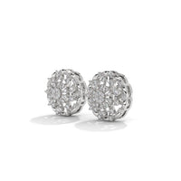 Floral-Toned Diamond Studded Classic Silver Earrings