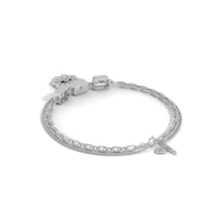 Charm With Daimond Silver Bracelet