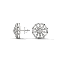 Floral-Toned Diamond Studded Classic Silver Earrings
