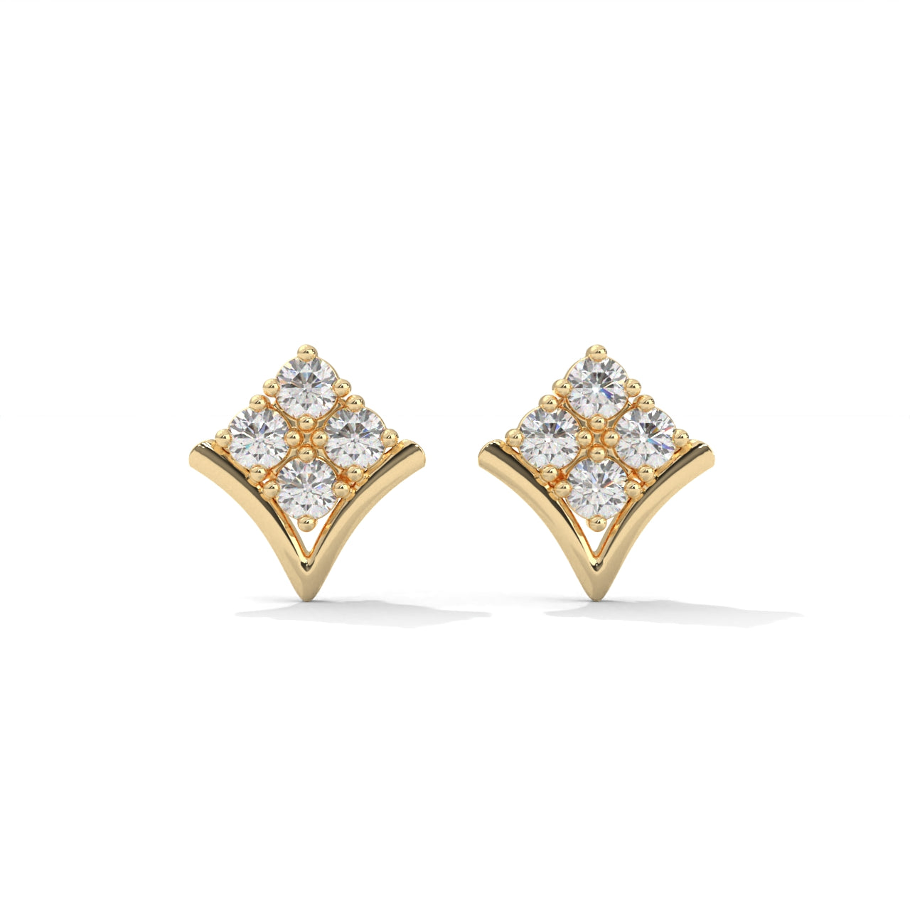 Small White Diamond Silver Earrings