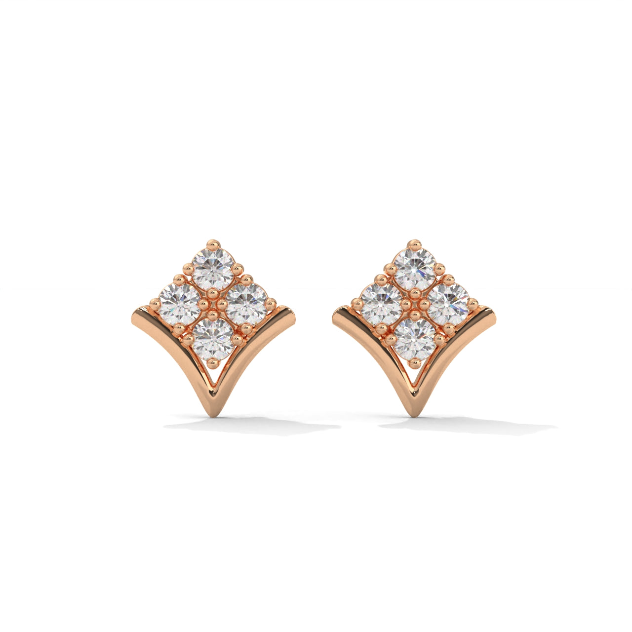 Small White Diamond Silver Earrings