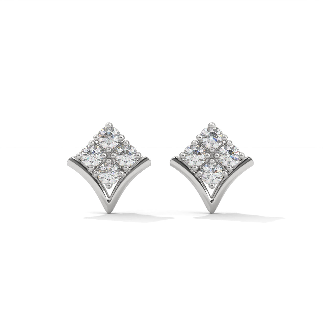 Small White Diamond Silver Earrings