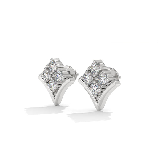 Small White Diamond Silver Earrings