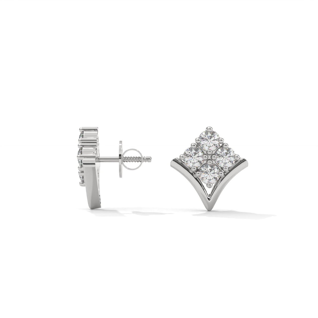 Small White Diamond Silver Earrings