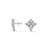 Small White Diamond Silver Earrings
