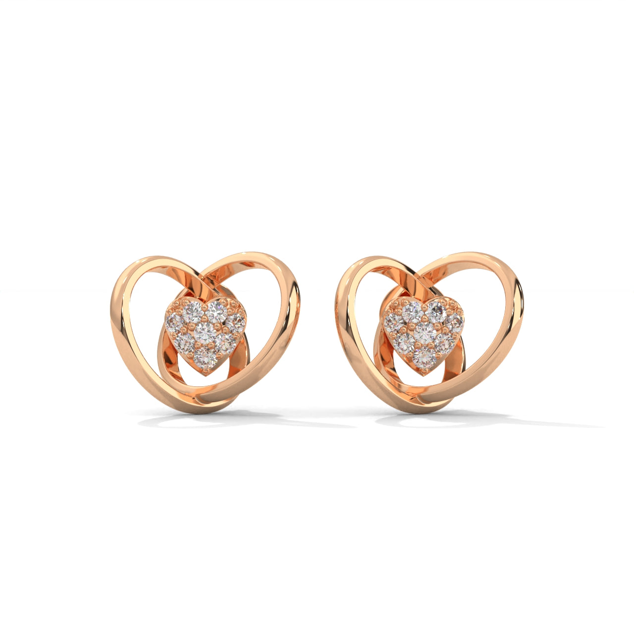One Diamond Heart Silver Earrings