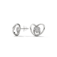 One Diamond Heart Silver Earrings