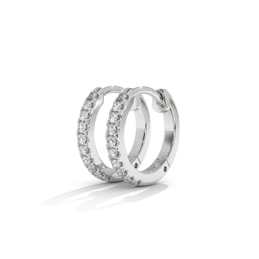 Huggee Round Brilliant Silver Earring