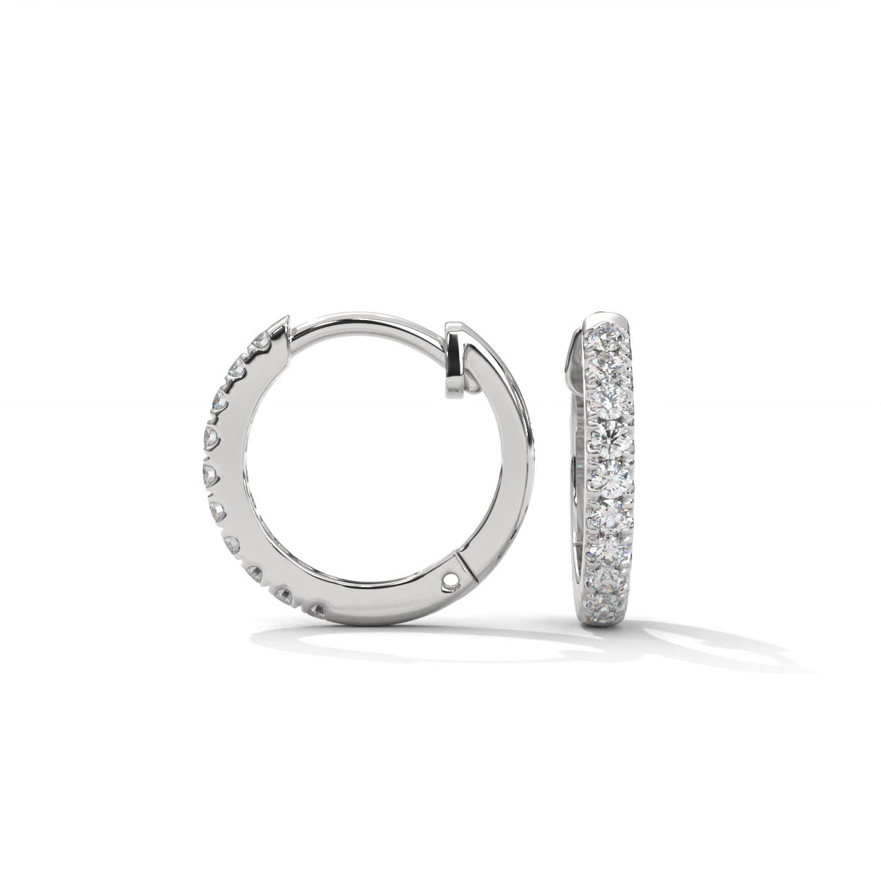 Huggee Round Brilliant Silver Earring