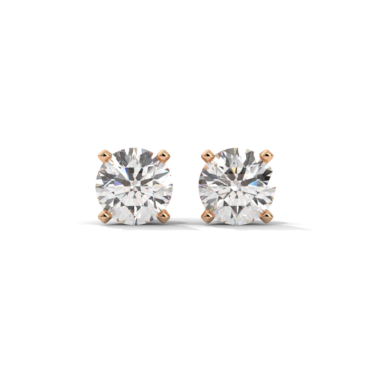 Delicate Round Diamond Silver Earrings
