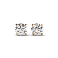 Delicate Round Diamond Silver Earrings