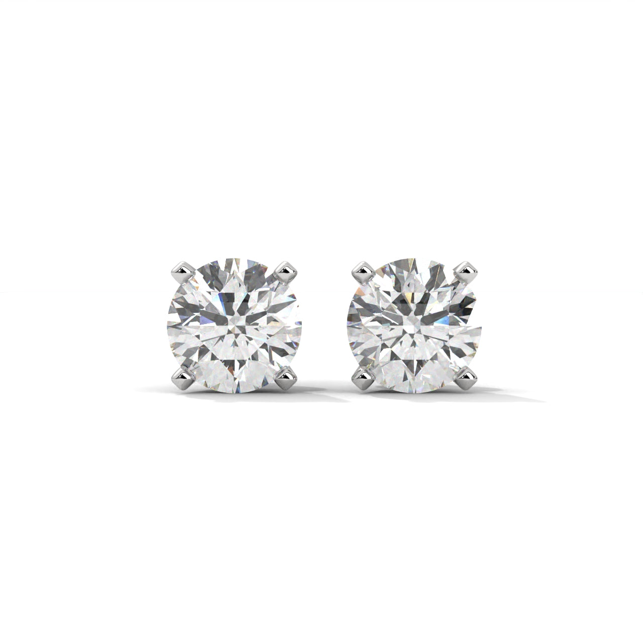 Delicate Round Diamond Silver Earrings