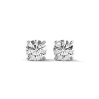 Delicate Round Diamond Silver Earrings