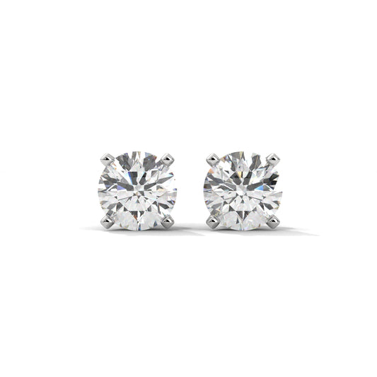 Delicate Round Diamond Silver Earrings