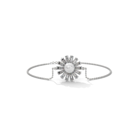 Twinkling Clover Pearl Silver Bracelet