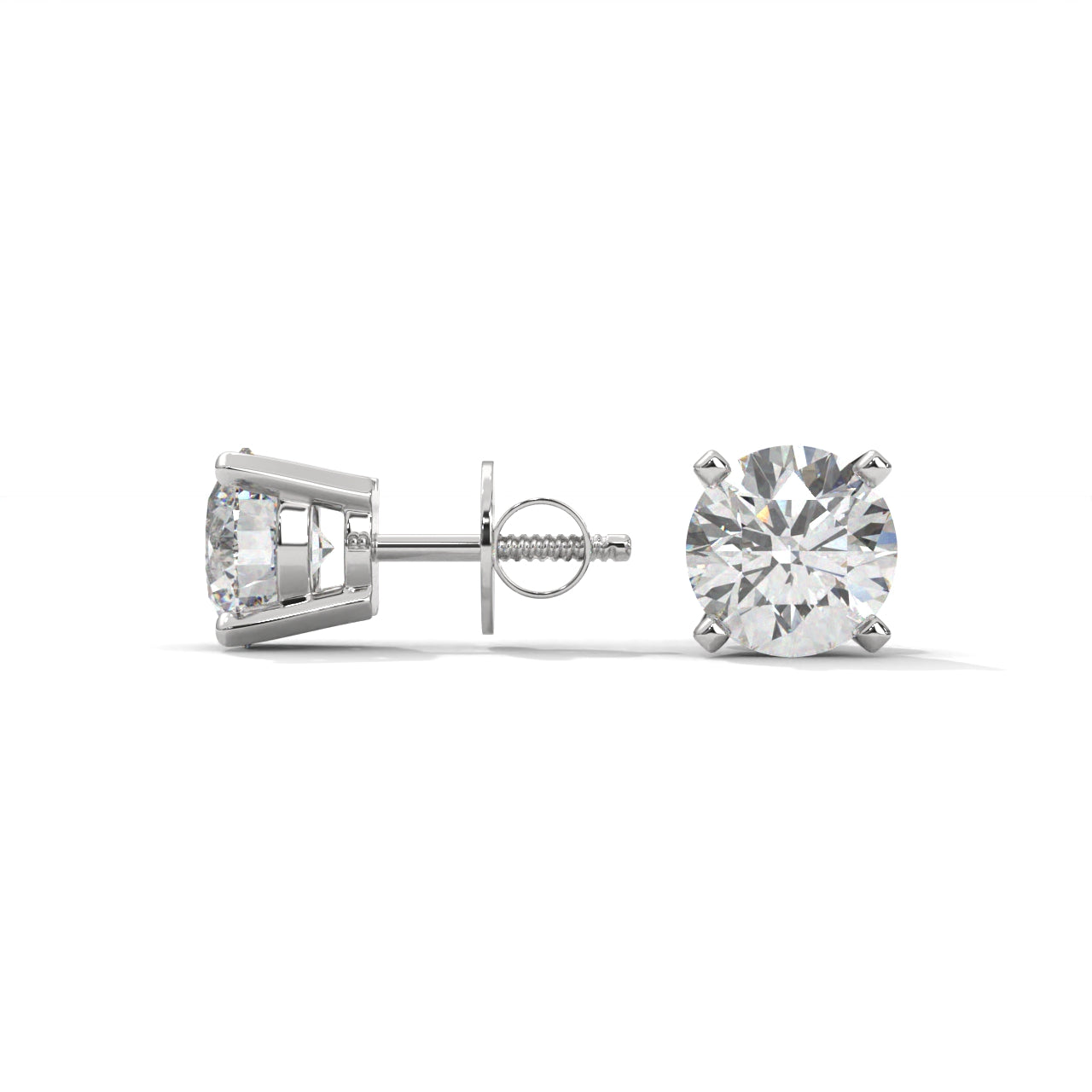Delicate Round Diamond Silver Earrings