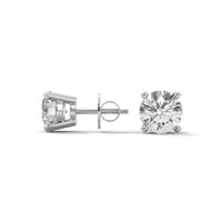 Delicate Round Diamond Silver Earrings