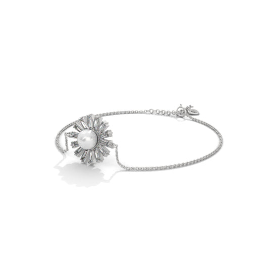 Twinkling Clover Pearl Silver Bracelet