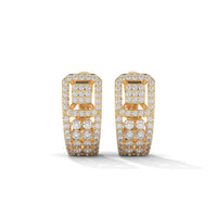 Unique Huggie Silver Earrings With Diamond