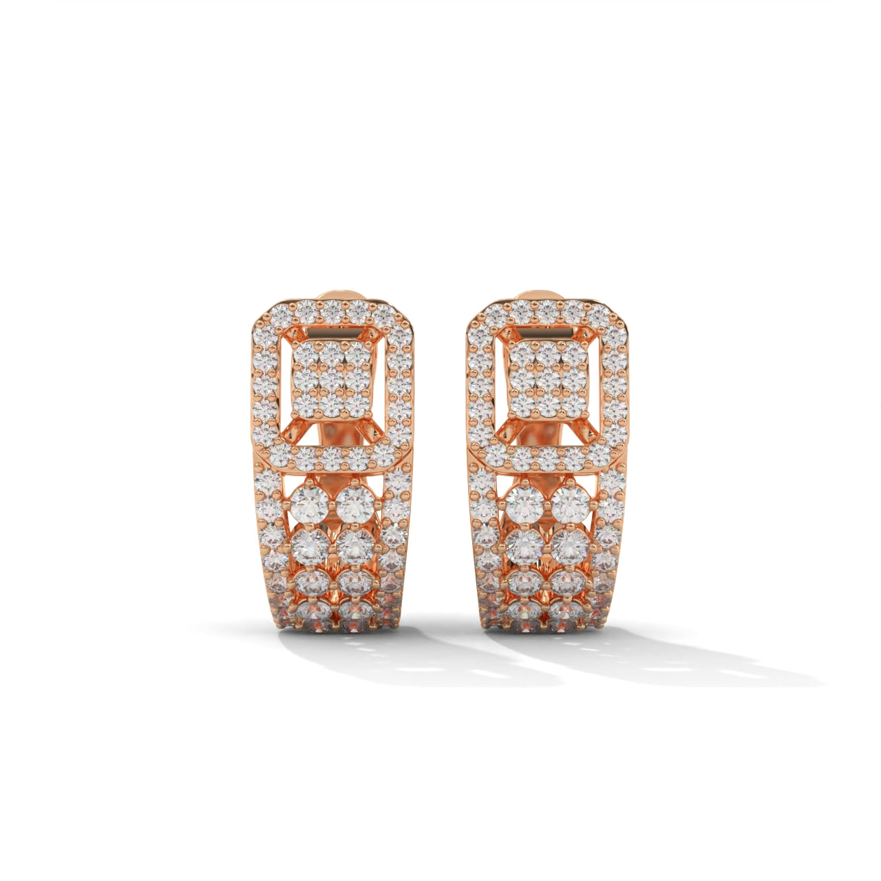 Unique Huggie Silver Earrings With Diamond