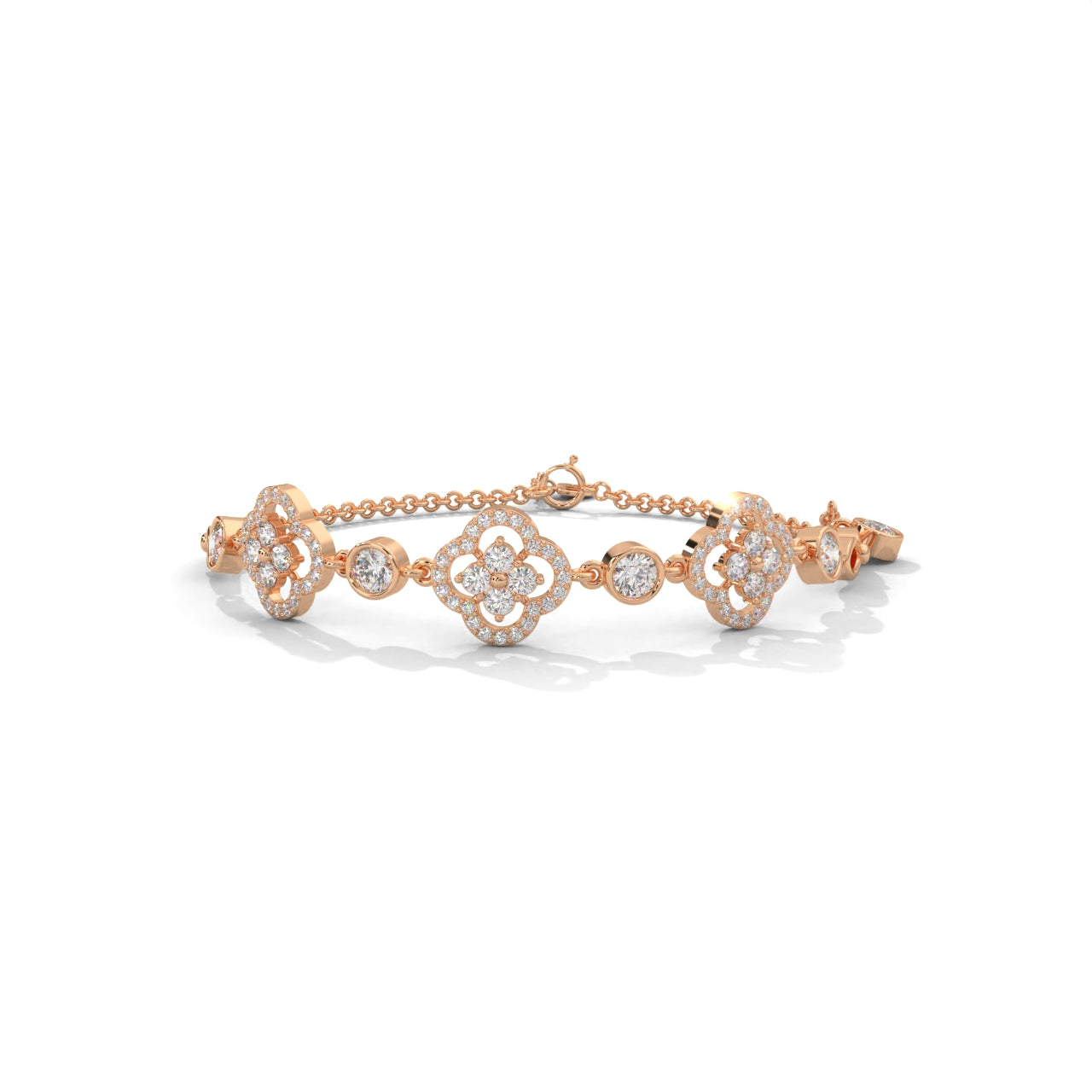 Sparkles Floral Diamond Set Silver Bracelet