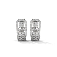 Unique Huggie Silver Earrings With Diamond