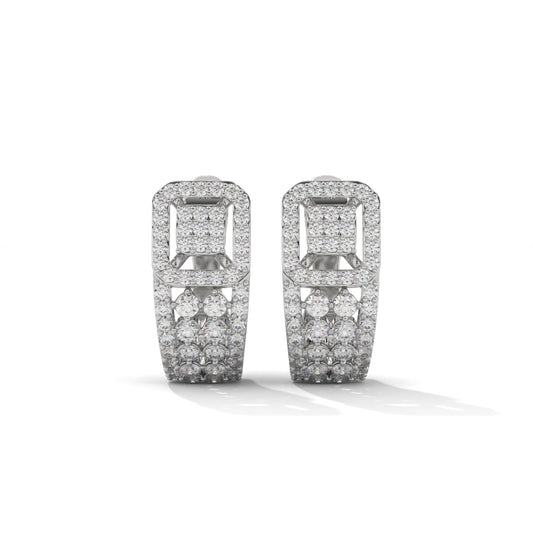 Unique Huggie Silver Earrings With Diamond