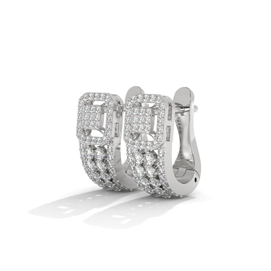 Unique Huggie Silver Earrings With Diamond