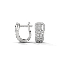 Unique Huggie Silver Earrings With Diamond