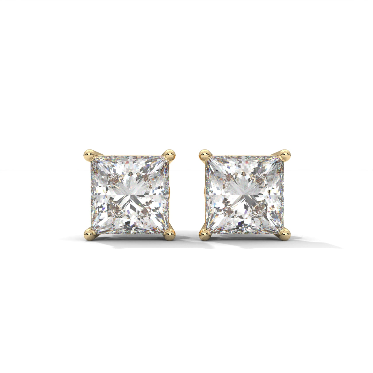 Square studded One Diamond Earrings