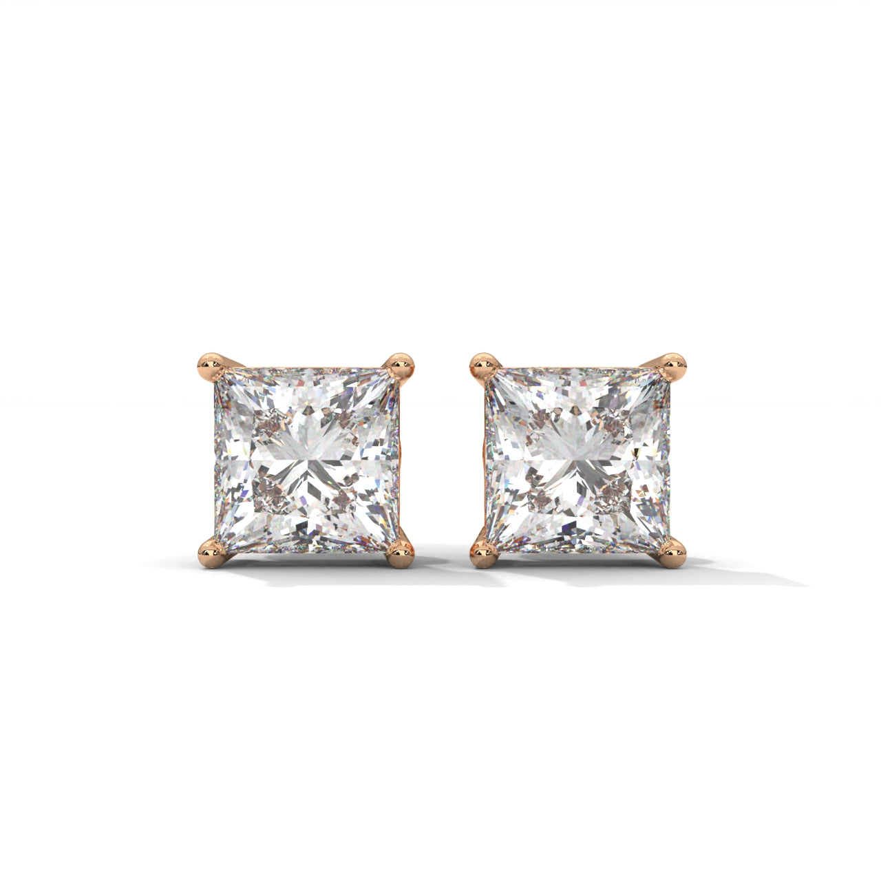 Square studded One Diamond Earrings