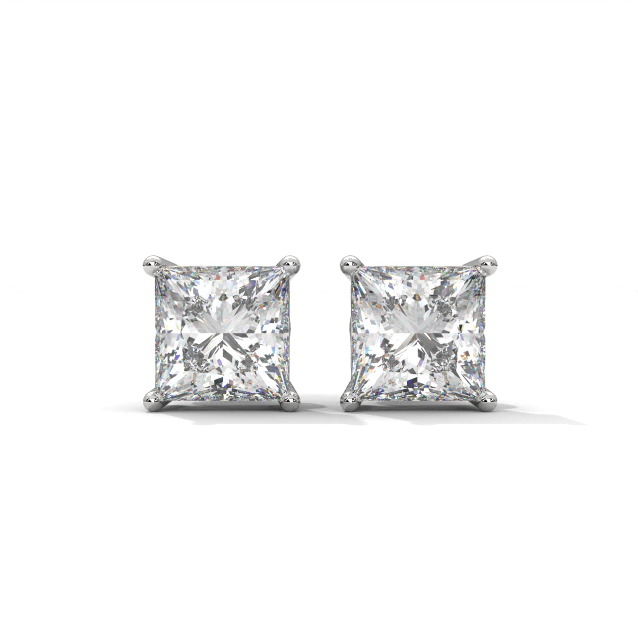 Square studded One Diamond Earrings