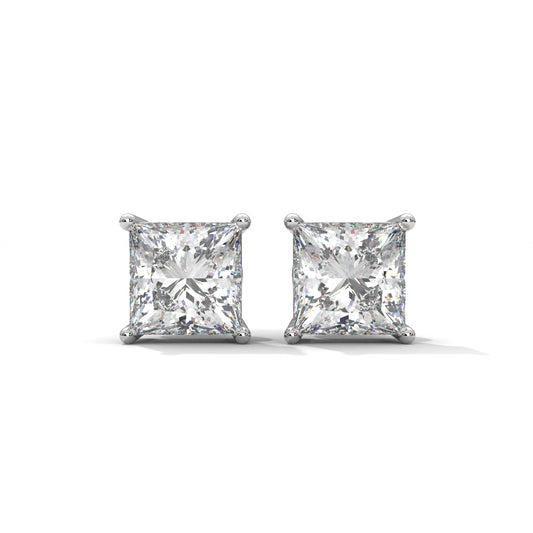 Square studded One Diamond Earrings