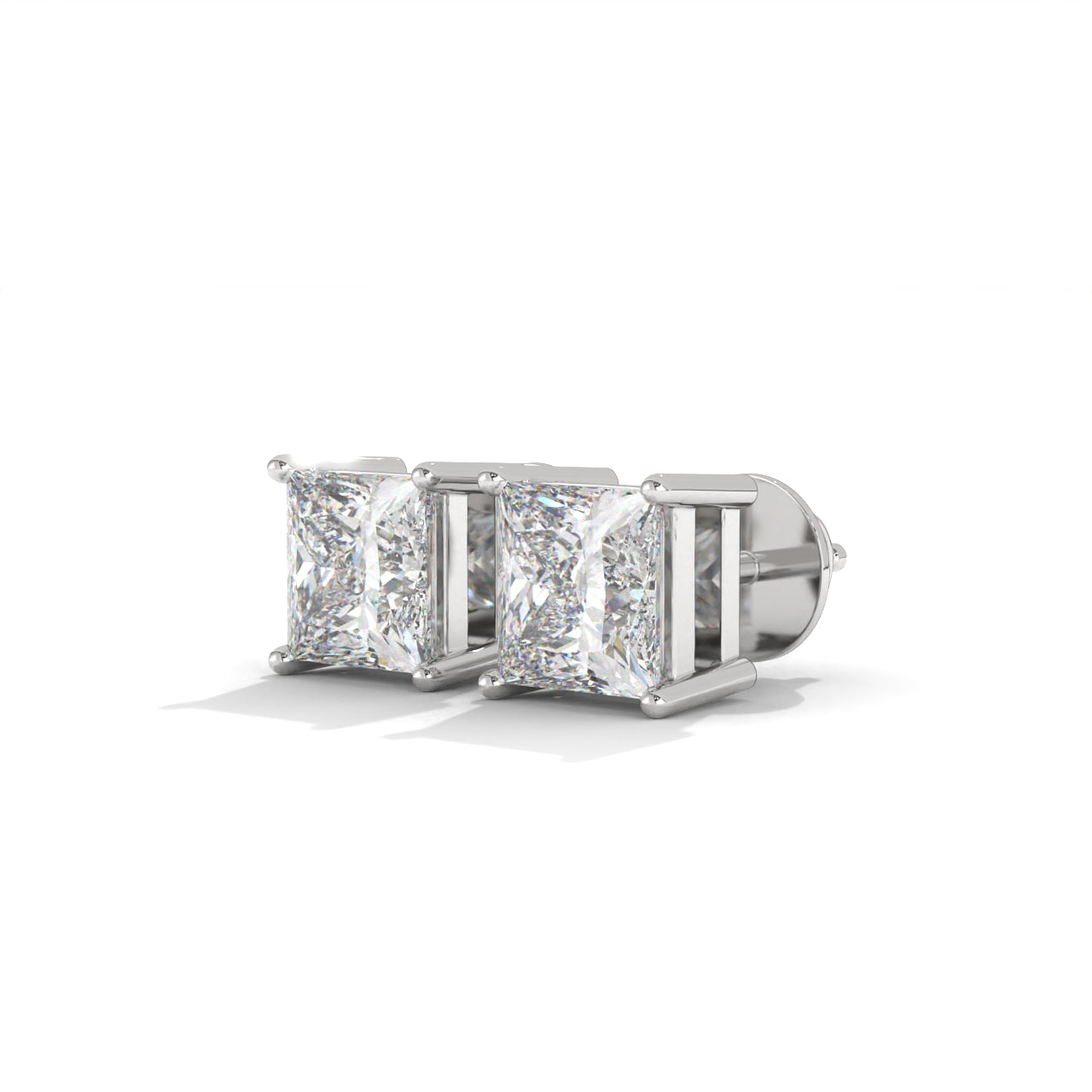 Square studded One Diamond Earrings