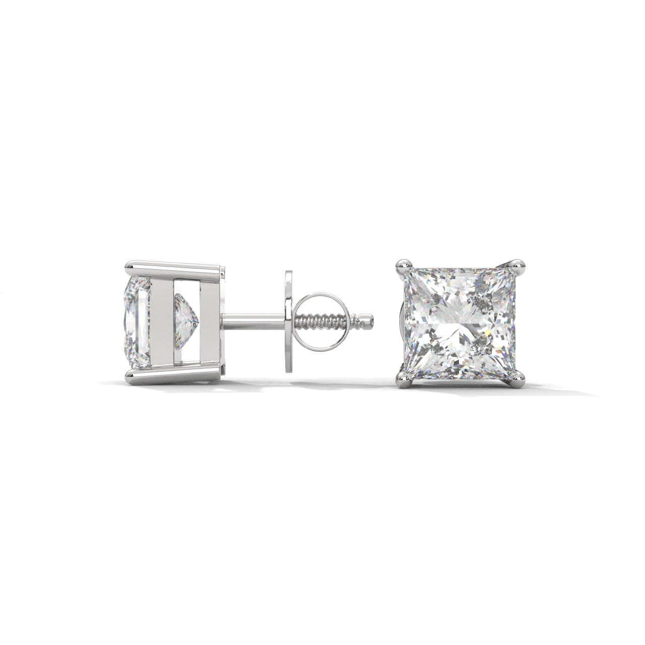 Square studded One Diamond Earrings