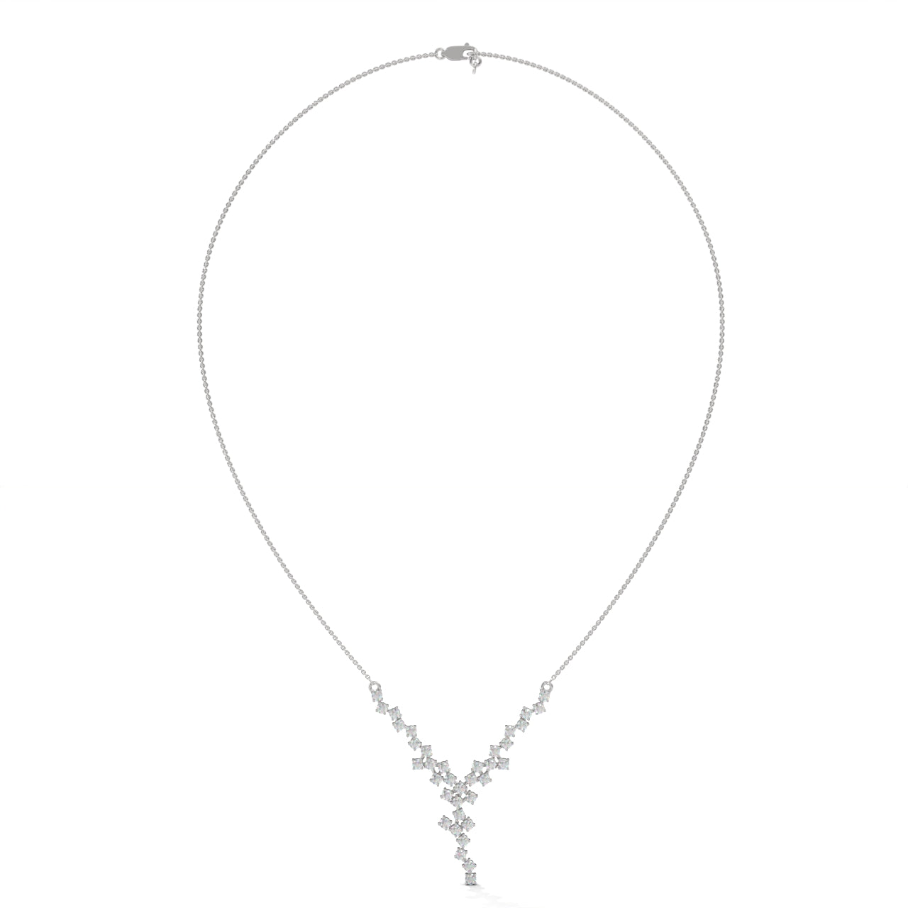 Cubic Zirconia Diamonds Silver Necklace