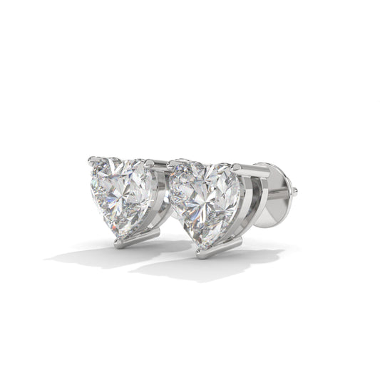 Love Heart Zircon Silver Earrings