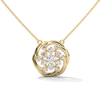 Tiny Flower Pendent With Joint Chain Silver Diamond Necklace