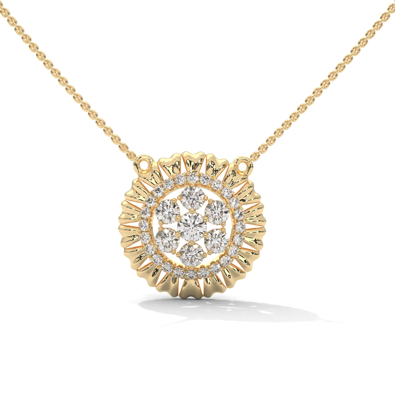 Sun Rays Flower Silver Necklace