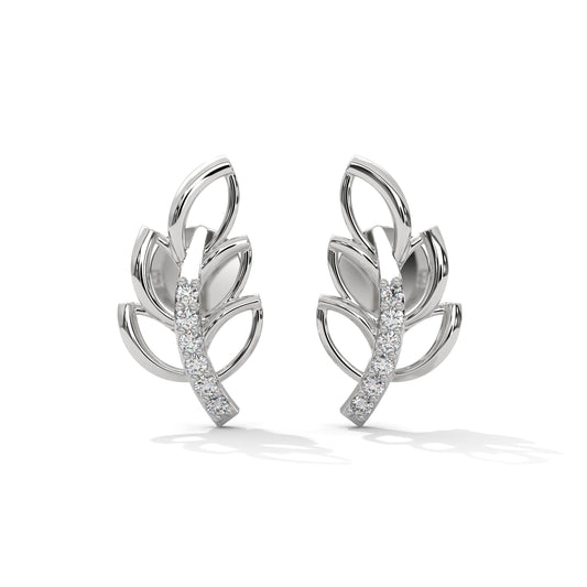 Leafy Stud Silver Earrings For Women