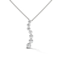 Graduated Diamond Drop Silver Necklace