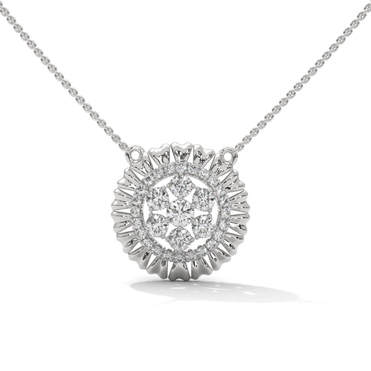 Sun Rays Flower Silver Necklace