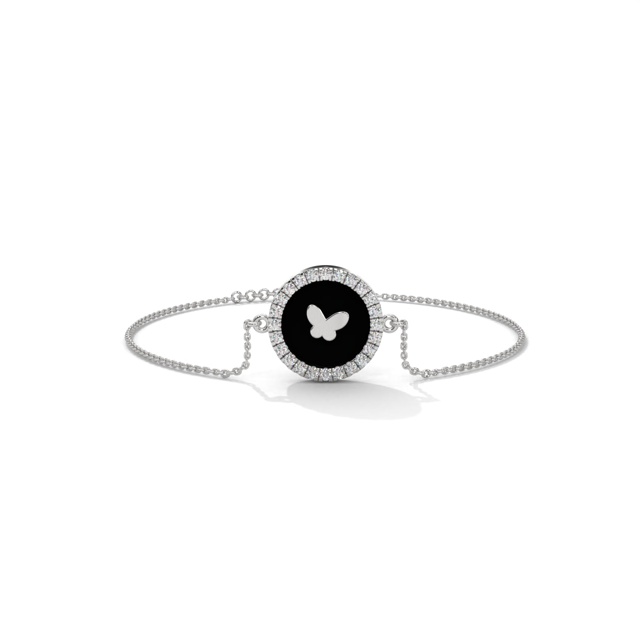 Attractive Butterfly Silver Bracelet With Diamond